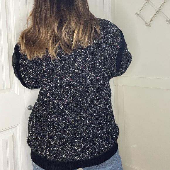 Vintage 90s Karizma Black Speckled Wool Bomber Jacket (Size S/M) - Picture 6 of 15